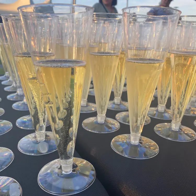 Champagne flutes lined up for a toast